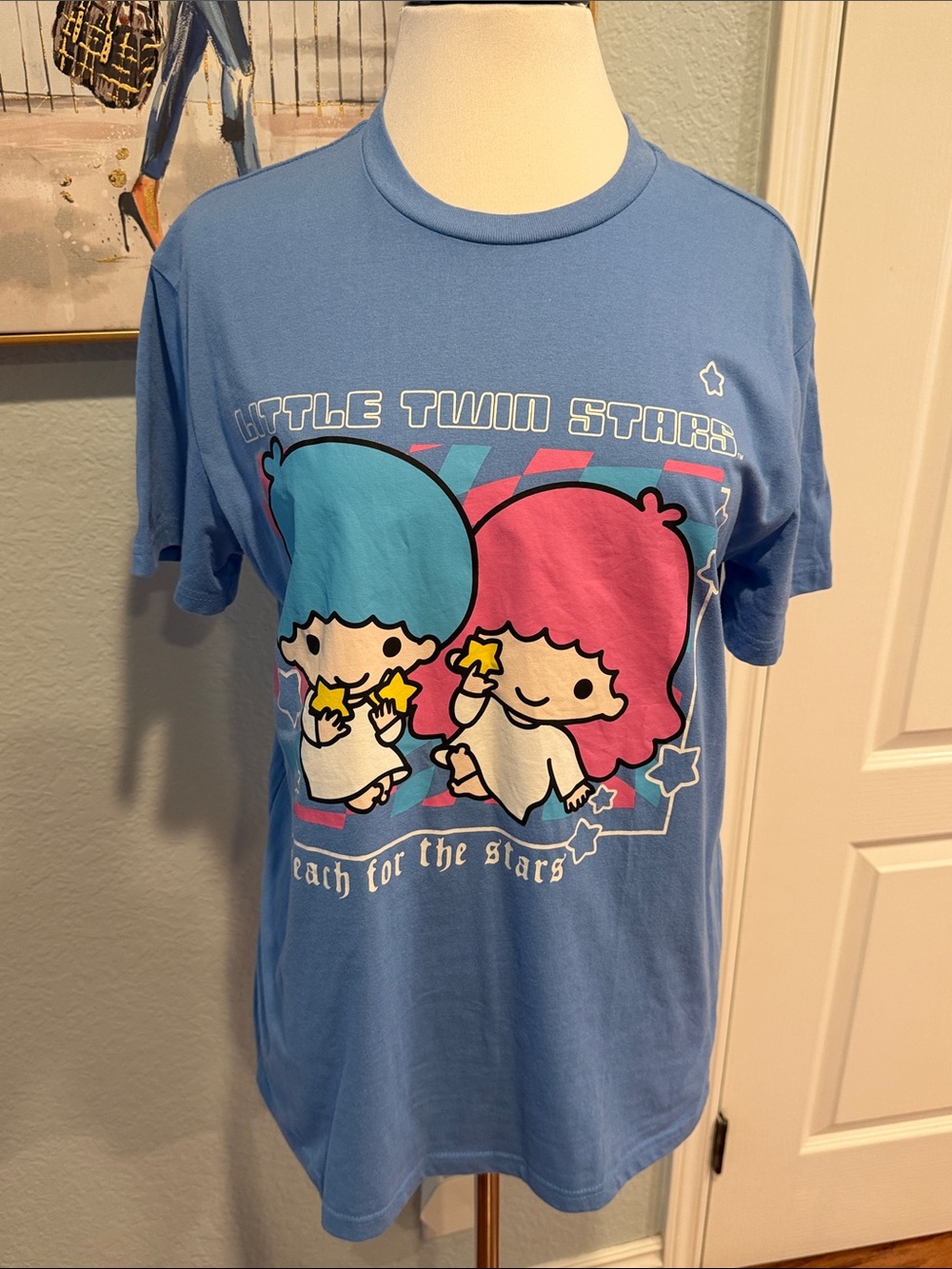 Sanrio Sz Medium Little Twin Stars Graphic Tee - Blue & Pink Kids Top